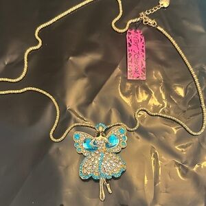 Elegant Blue and Gold fairy Pendant Necklace
